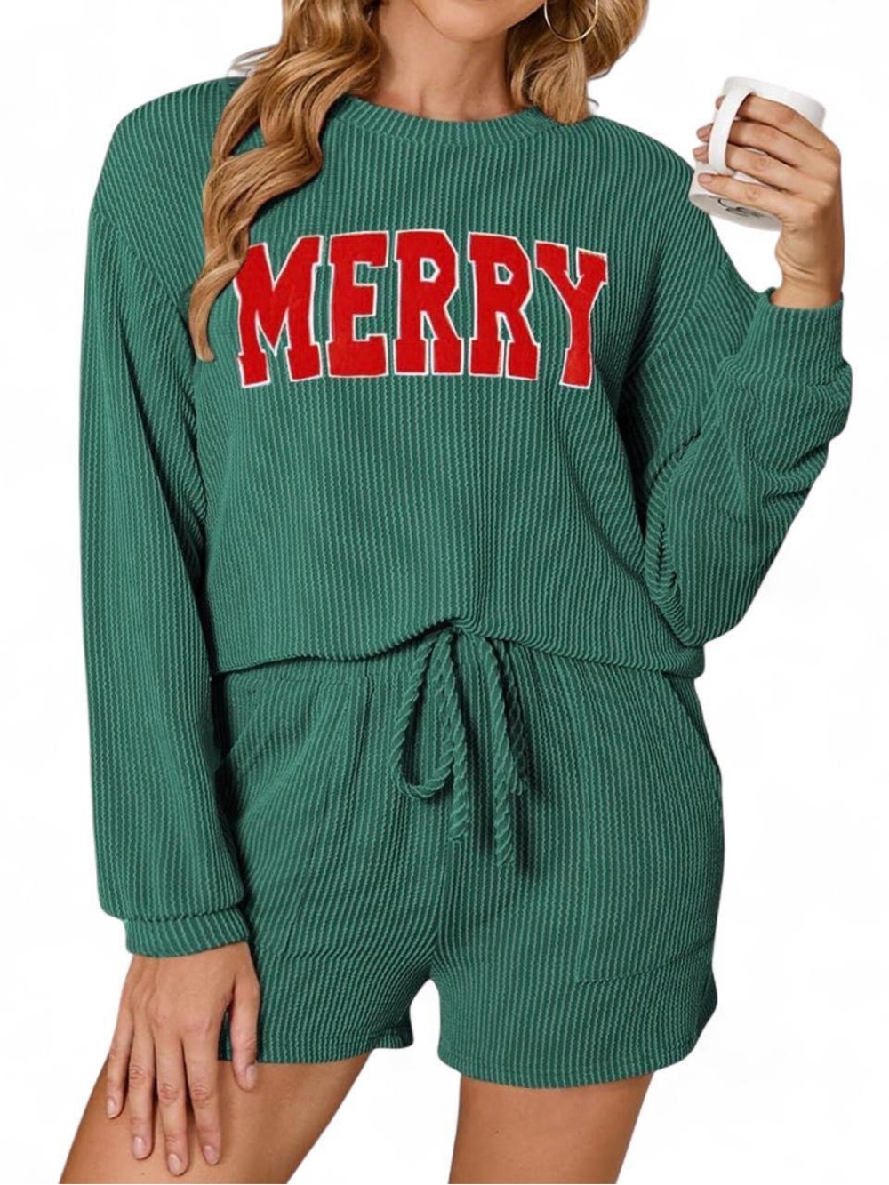 MERRY Corded Christmas/holiday Lounge Set Green, Women’s M/L Cozy